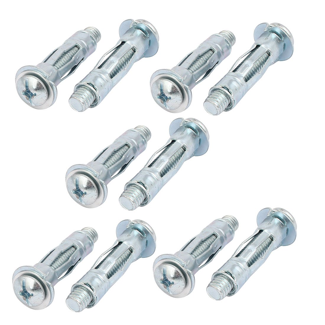 Sourcingmap M8x37mm Thread Expansion Bolt Sleeve Anchor 10pcs for 6mm-13mm Hollow Wall