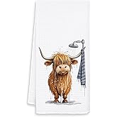 OSLYSOF Cow Bathroom Decor Hand Towels, Cow Lover Gifts Hand Towels for Bathroom Shower Room Decor, Farmhouse Rustic Kitchen Towels, 16x24 Inch