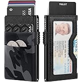 VULKIT Minimalist Wallet with ID Window & EDC Pocket Pop Up Card Holder RFID Blocking Slim Wallet Design for Airtag Cash Coins & Credit Cards
