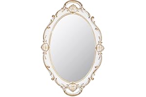 Eaoundm 14.5 x 10 inchs Oval Antique Decorative Wall Mirror Vintage Hanging Mirror (White)