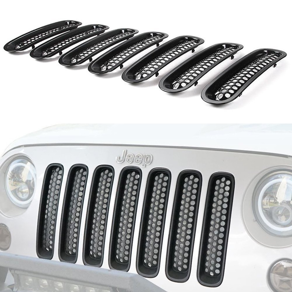 RilexAwhile Upgrade Clip in Version BLACK Front Grill Mesh Grille Insert Kit For JEEP Wrangler