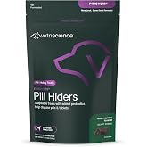 VetriScience Pinchers Pill Hiders for Dogs, Peanut Butter, 45 Count | Disguise Pills, Capsules &amp; Tablets, Gut &amp; Immune Health, Non-Greasy Pill Wraps with Probiotics for Dogs