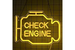 THIIXDAI Check Engine Neon Sign for Wall Decor, USB Powered LED Garage Light up Sign for Man Cave, Auto Repair Shop, Mechanic