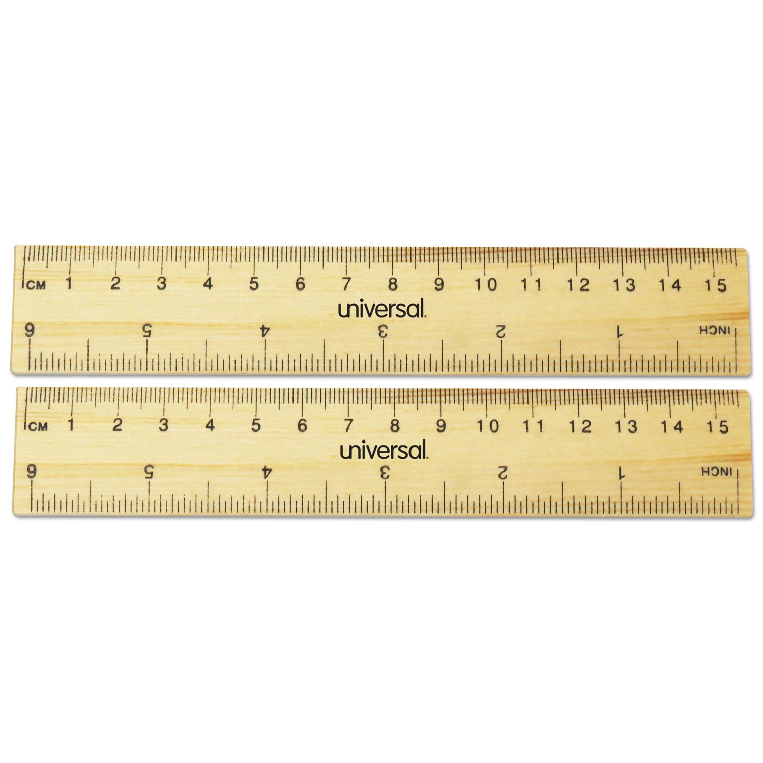 Universal UNV59024 6 in. Long Standard/Metric Flat Wood Ruler (2/Pack ...