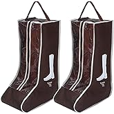2 Pcs Tall Boot Bags for Cowboy Boots, Visualization Boot Storage Bag, Waterproof, Dustproof, Portable, Suitable for Travel and Daily Use, Foldable, Leather Shoes, Sports Shoes Storage (Brown)