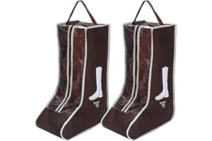 YYLAIIRE 2 Pcs Tall Boot Bags for Cowboy Boots, Visualization Boot Storage Bag, Waterproof, Dustproof, Portable, Suitable for Travel and Daily Use, Foldable, Leather Shoes, Sports Shoes Storage (Brown)