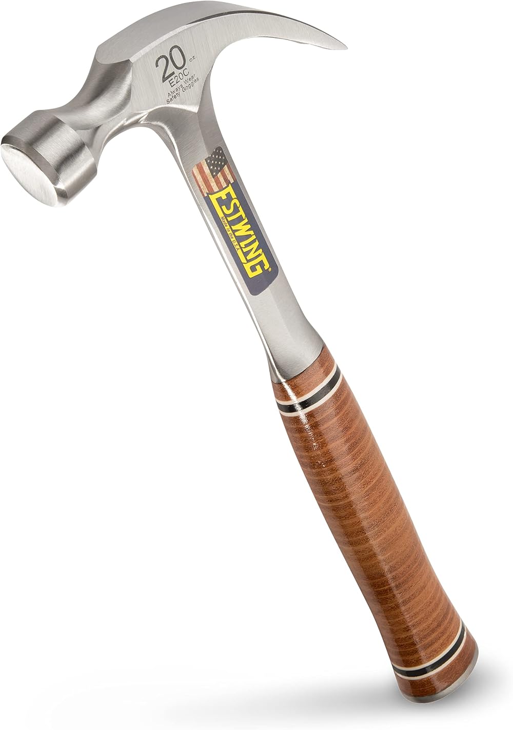 Estwing E20C 20oz Curved Claw Hammer Leather Grip Blue Finish 560g