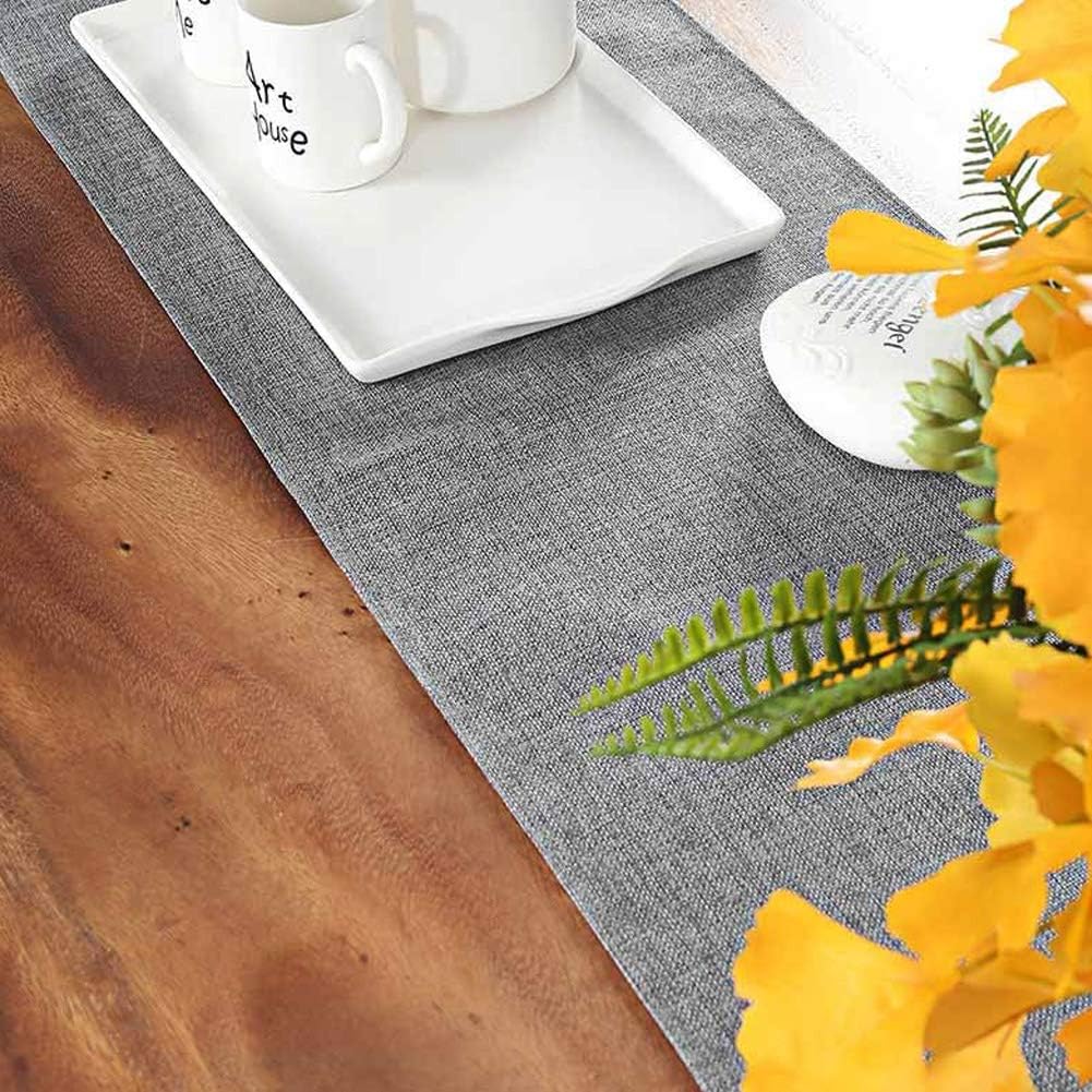 Hokic Gray Table Runner 12 x 48 inch Elegant Polyester Farmhouse Table Runner for Wedding Dining Party Decorations Thanksgiving Bridal Party Supplies