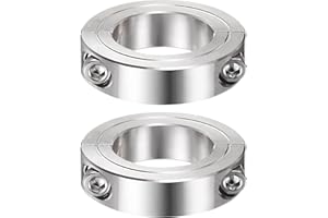HARFINGTON 2pcs Shaft Collar for 1-3/8" Rod 2-1/4" OD 9/16" Width 304 Stainless Steel Double Split Axle Clamp-On Collar with Set Screw