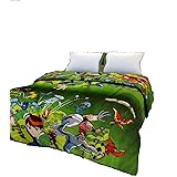 Handicraftworld Luxurious Ben 10 Cartoon Design Printed Green Reversible Single Bed/Dohar/Quilt/AC Blanket for Kids