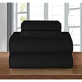 Elegant Comfort Luxury Soft 1500 Thread Count Egyptian 4-Piece Premium Hotel Quality Wrinkle Resistant Coziest Bedding Set, All Around Elastic Fitted Sheet, Deep Pocket up to 16inch, Cal King, Black