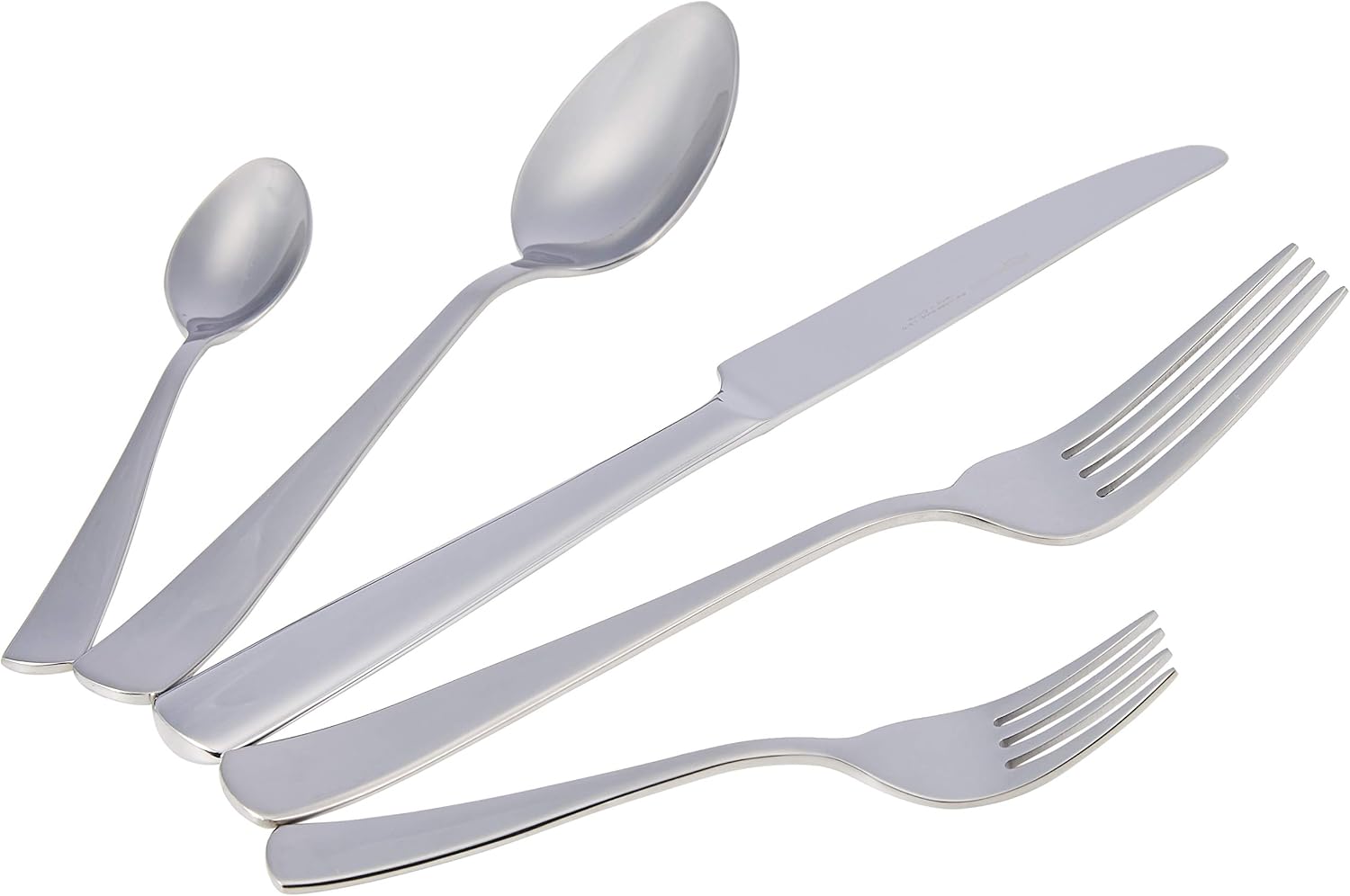 Amazon Basics Cutlery Set, Stainless Steel with Square Edge Handle, 20-Piece Service for 4, Silver, for Daily Dining and Entertaining - Image 3