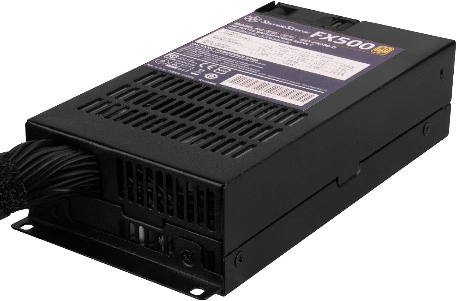 Silverstone FX500-80 PLUS Gold 500W Flex-ATX power supply, Black - Image 3