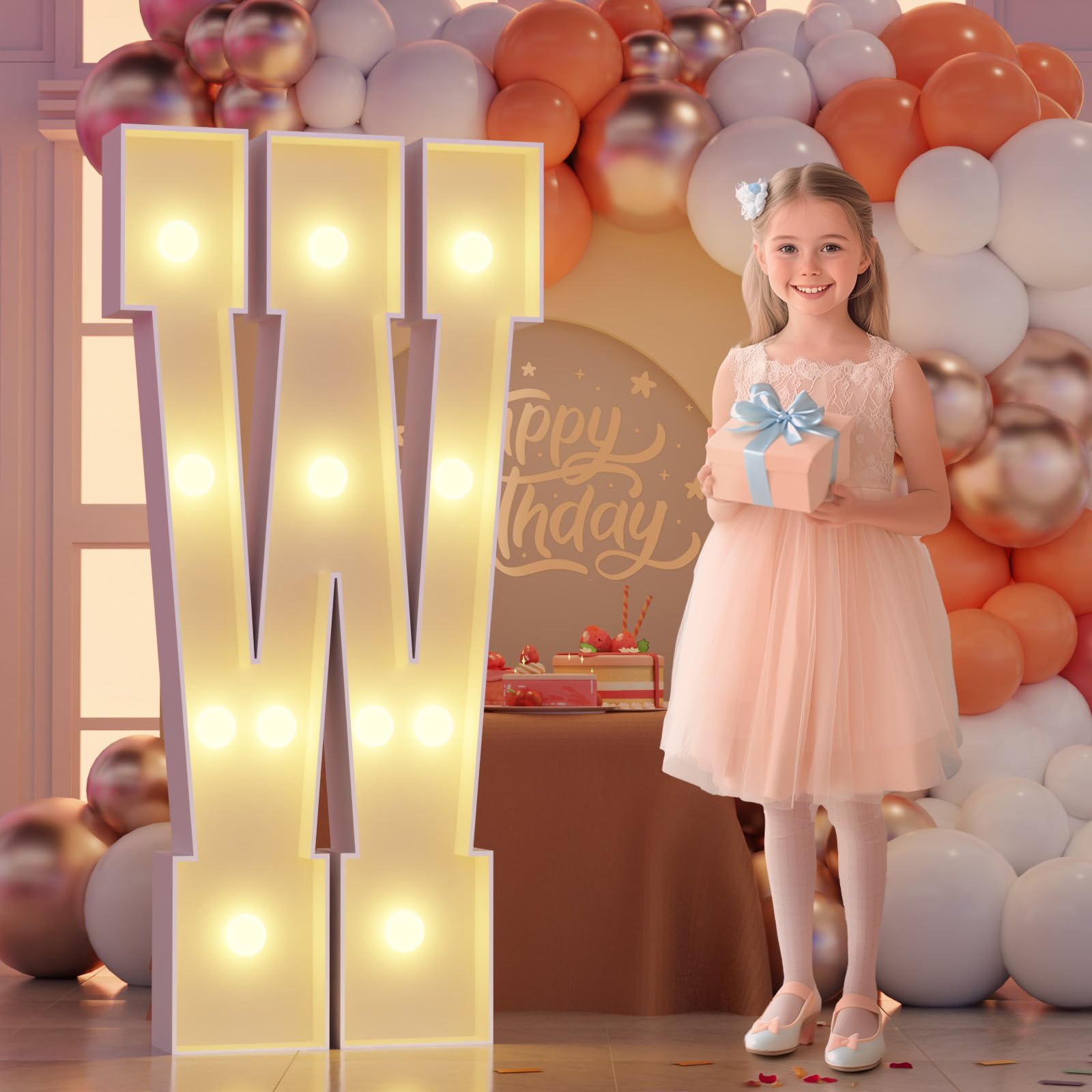 Photo 1 of Marquee Letters 4 Feet Tall, 4FT Marquee Light Up Letters W, Large Marquee Letter for Party Decoration, Birthday Marry Me Wedding Baby Shower Graduation Decor, Assembly Needed