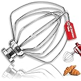 Dishwasher Safe Wire Whip Attachment Replace K45WW Kitchen aid Attachments,Real Stainless Steel 6-Wire Whisk for Kitchenaid 4