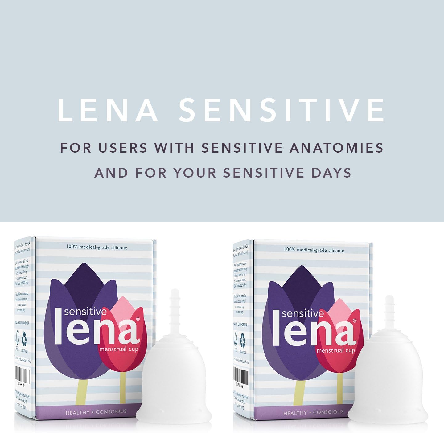 Lena Sensitive Menstrual Cup - Small - Clear - Regular Flow - Soft Beginner Cup - Made in USA - Sensitive Bladders & Period Cramps: Health & Personal Care