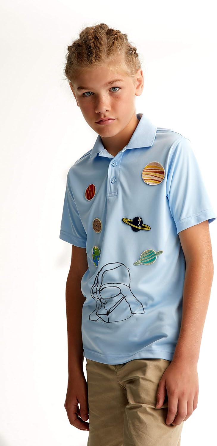 Light Blue 8 French Toast Boys Big Short Sleeve Stretch Moisture Wicking Performance Polo Shirt M