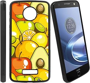 [Natural Fruit Food Illustration] Compatible with Motorola Z Play/Z Play Droid/Moto Z Force/Z Force Droid, Non-Slip Soft Rubber Side & Hard Back Case Cover Shell Skin