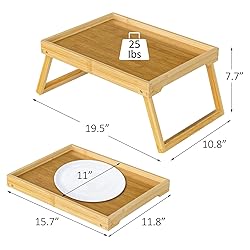 Bamboo Bed Tray Table with Folding Leg, Breakfast