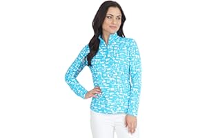 IBKUL Women’s Sun Protective UPF50+ Icefil Cooling Juno Print Long Sleeve Mock Neck Top – 10759