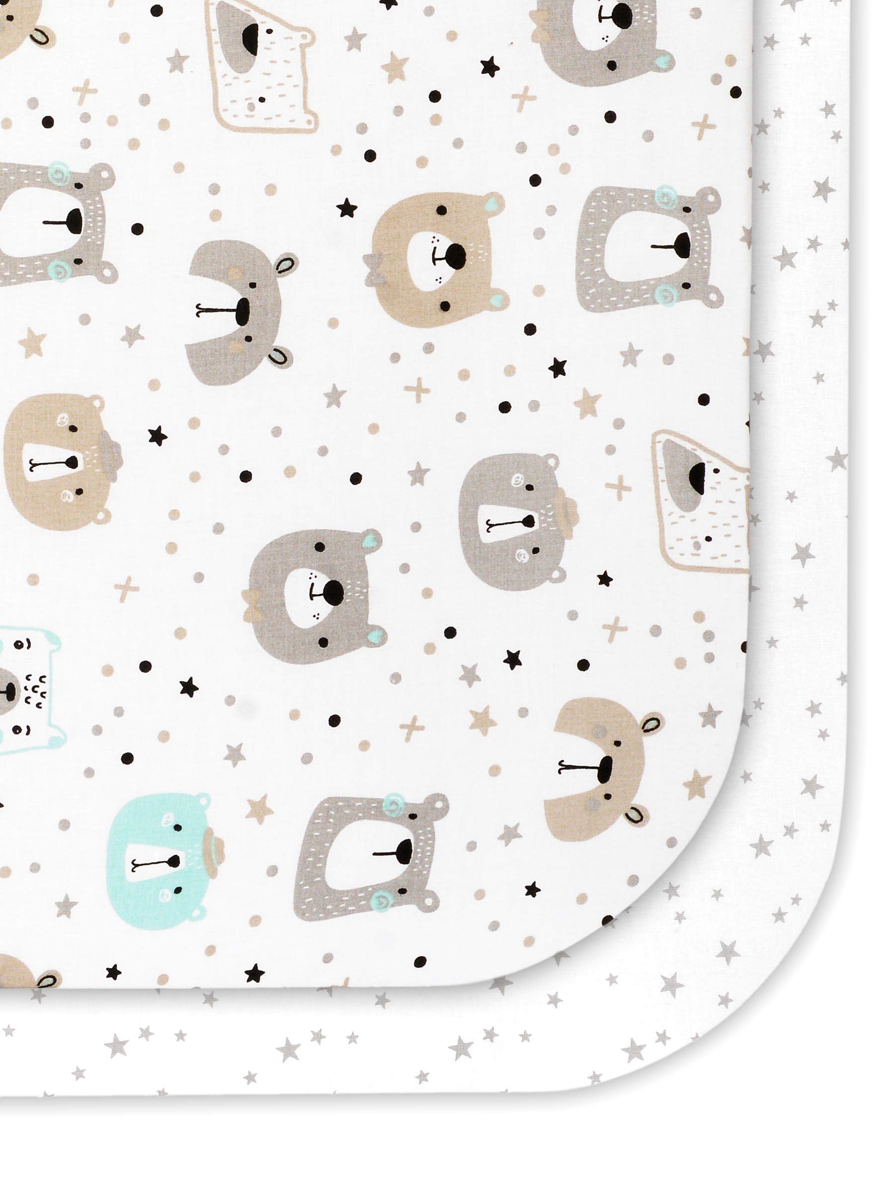 Flyideas 2-Piece Bedding Set for Cots and Cribs – 2 Cotton Fitted Sheets, 140x70 cm – Hypoallergenic, Soft, Breathable Baby Cot Sheets