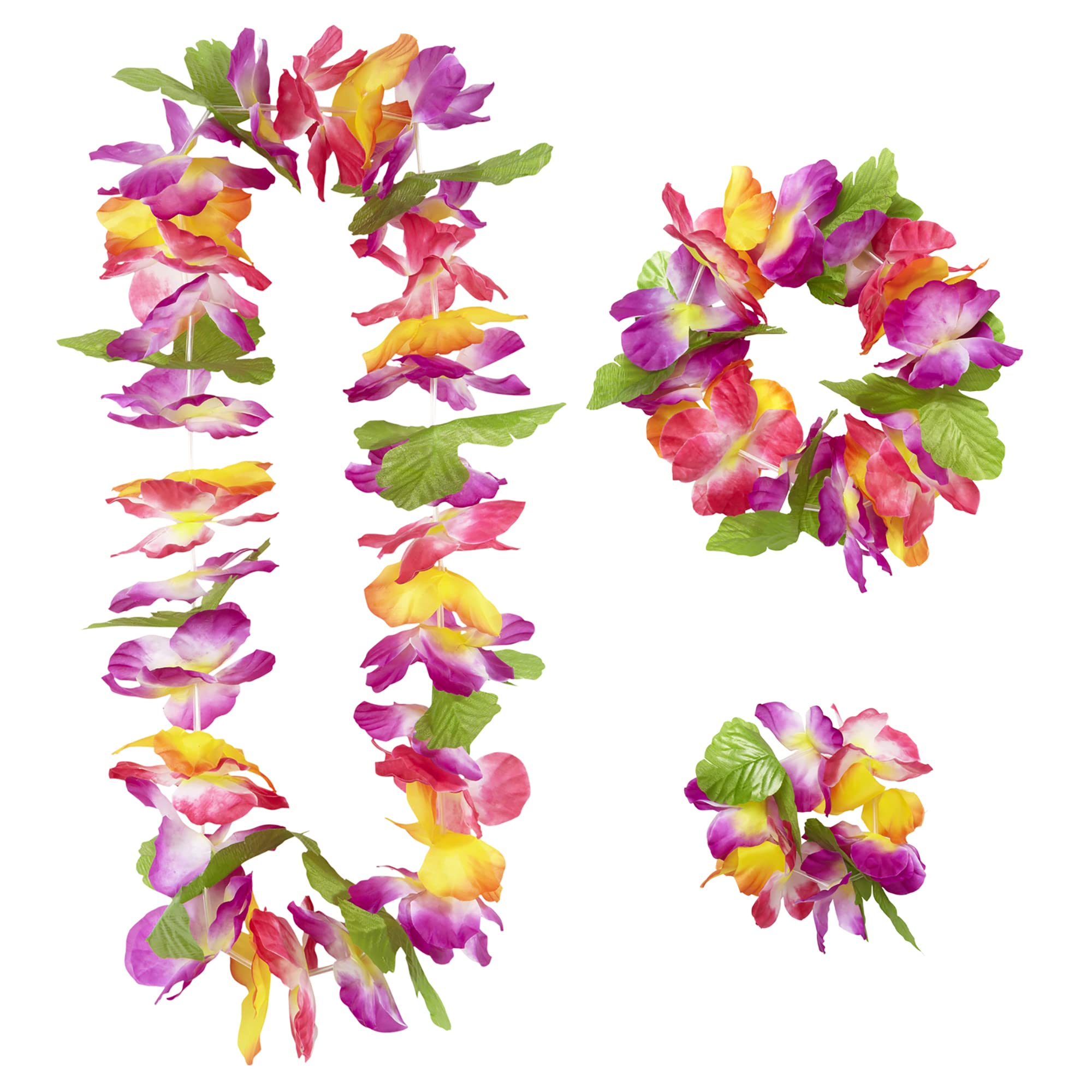 Maui Hawaiian Set (Lei Crown Cuff) Accessory for Tropical Lua Fancy Dress