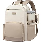 LOVEVOOK Laptop Backpack for Women with Pouch Pocket for Large Capacity Cup,15.6 Inch Laptop Computer Bag Travel Backpack Purse,Waterproof Work Business Backpack College Teacher Bags,Beige-Khaki