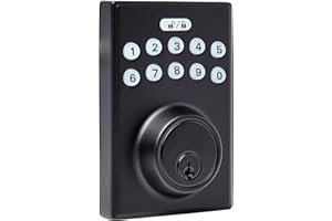 Amazon Basics Electronic Keypad Deadbolt Door Lock with Touch-Control Keyless Easy Installation, Auto Lock, Keyed Entry Option, Contemporary, 1-Pack, Matte Black