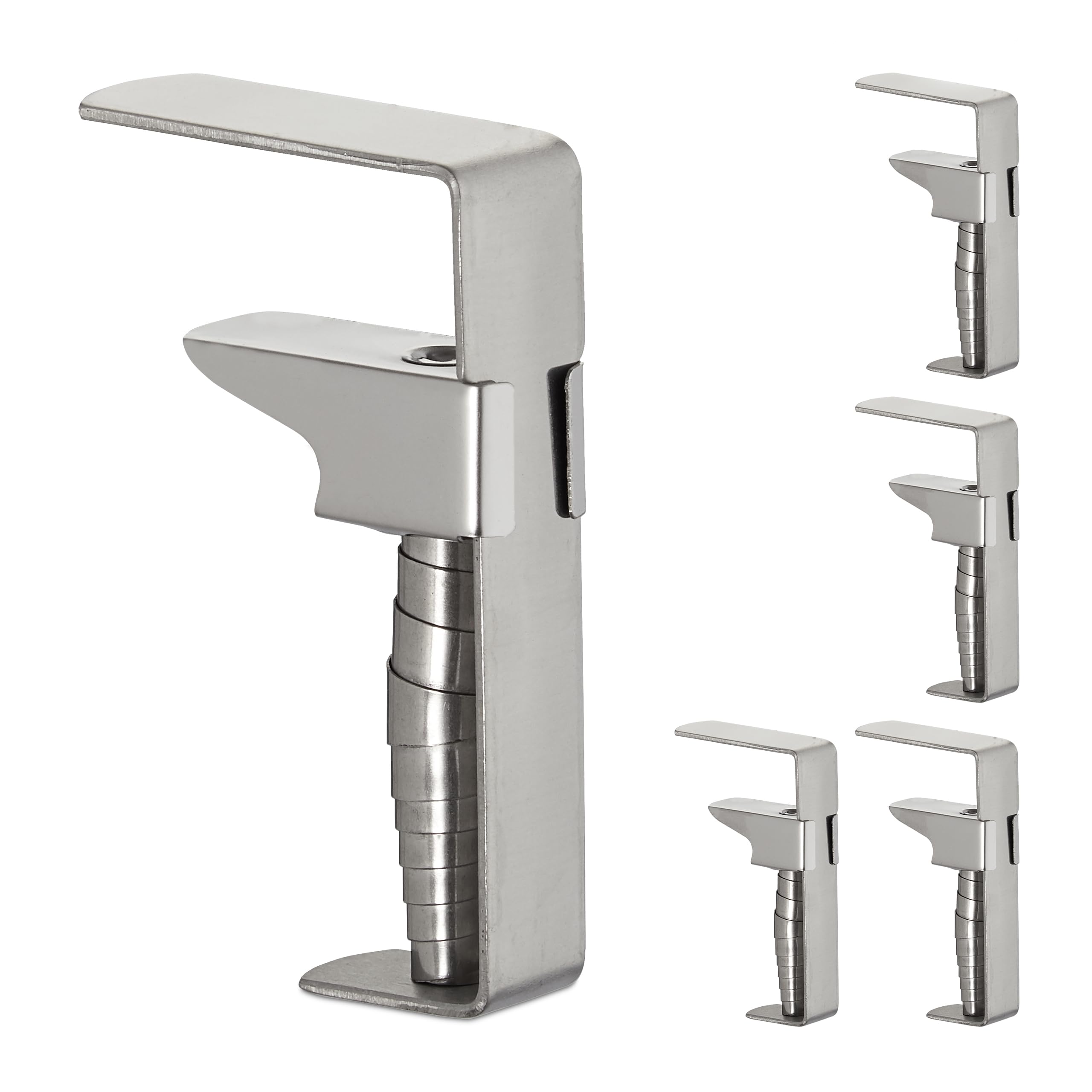 Relaxdays Tablecloth Clamps, Set of 5, Adjustable Table Clips, Stainless Steel, For Tabletops Up to 4 cm Thick, Silver