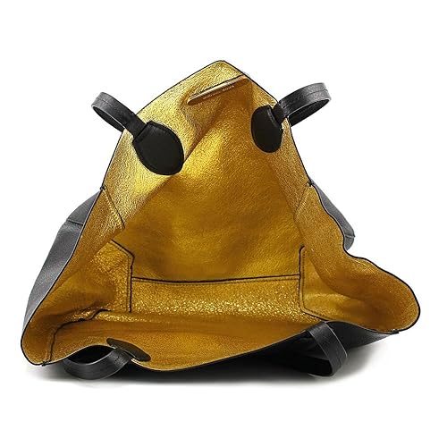 Michael Kors Mae Large Reversible Tote Black/Pale Gold in Oman