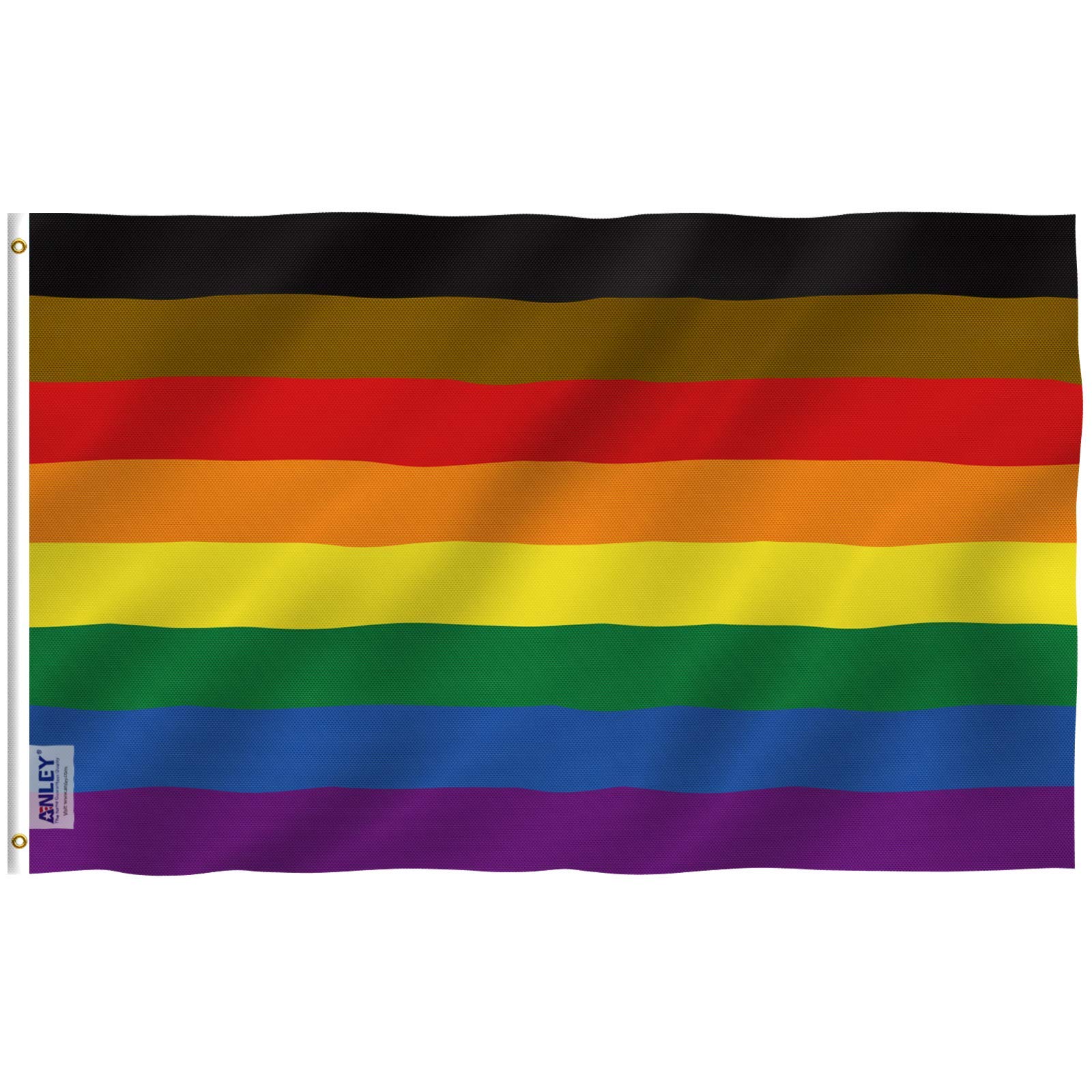Anley Fly Breeze 3x5 Foot Philadelphia Rainbow Flag (8 Stripes) - Vivid Color and UV Fade Resistant - Canvas Header and Double Stitched - LGBT Banner Flags Polyester with Brass Grommets