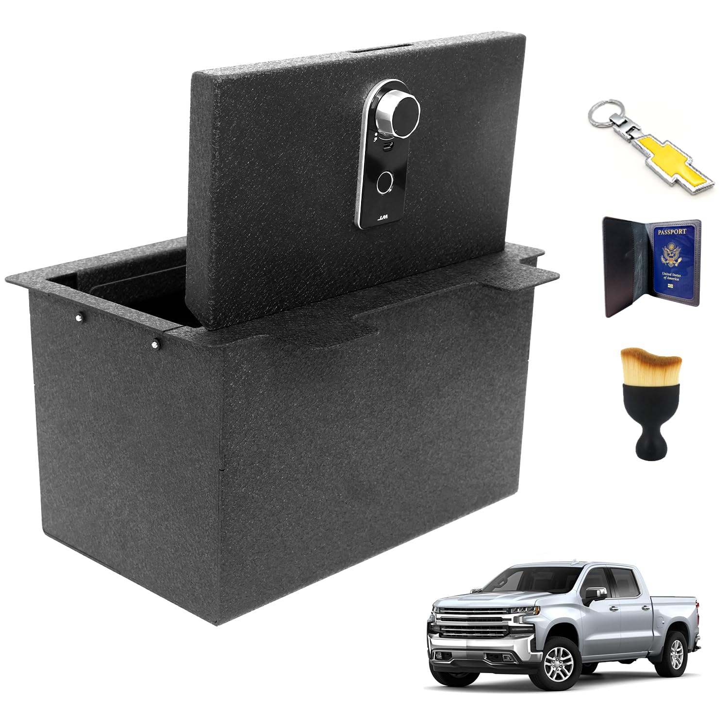 Photo 1 of XDeer Automotive Center Console Gun Safe, Compatible with2019-2022 Chevy Silverado/GMC Sierra 1500 NOT FOR REFRESHED MODELS,Fingerprint Safe for car