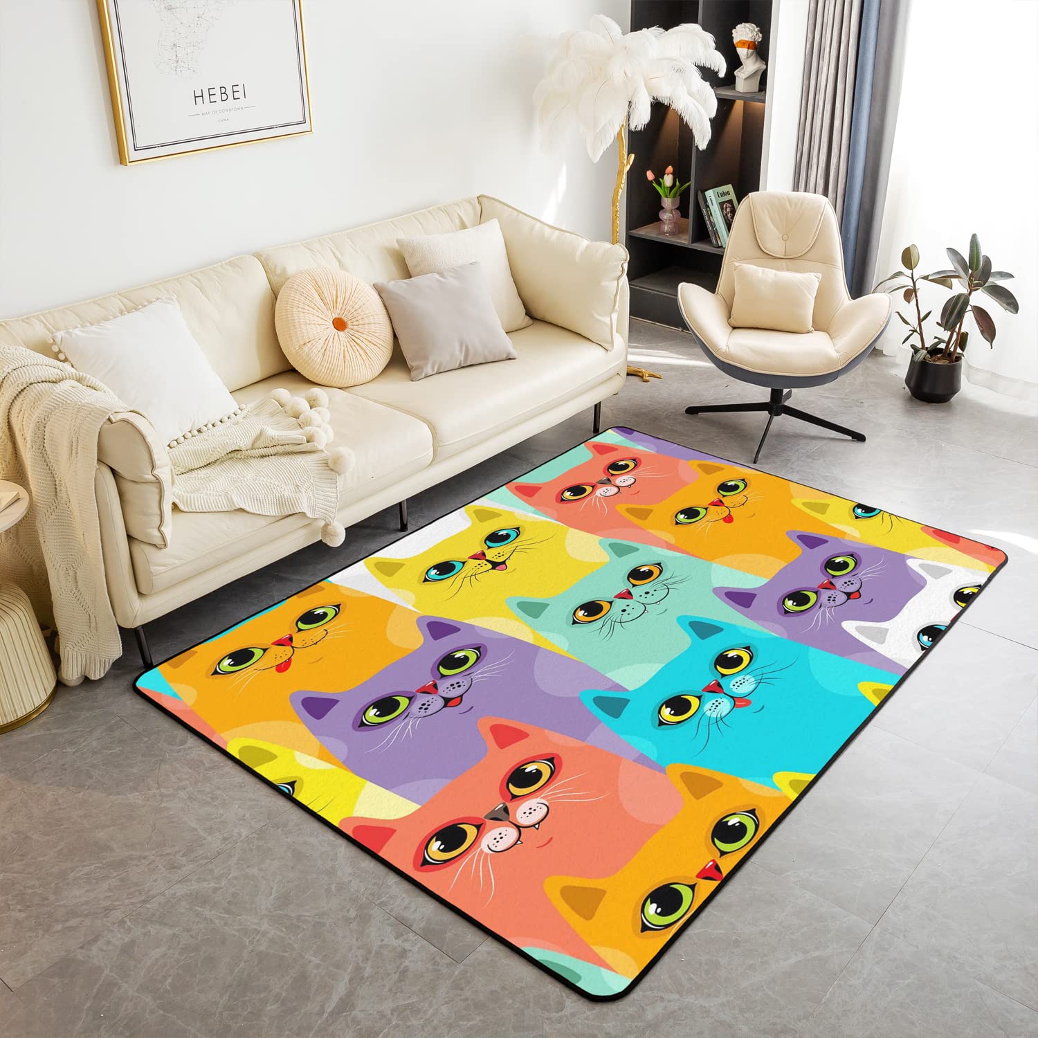 Loussiesd Cat Area Rug Inside Room Decor Kawaii Cats Kitten Entryway Mat Floor Indoor Rug Mats 150 * 200cm — image 1