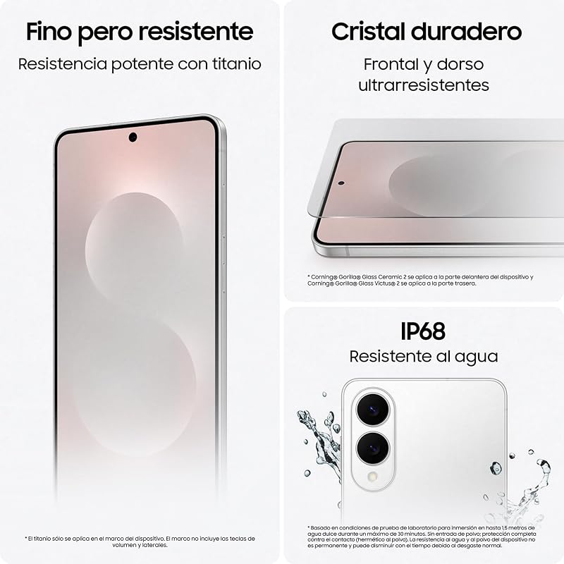 Galaxy S25 Edge 512GB Teléfono Móvil Fino con IA, Galaxy AI, 12GB RAM, Cámara 200MP, Batería Larga Duración, Garantía del Fabricante 3 Años + 1 Extra, Color Titanio Plata (Versión Española)