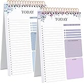 Thboxes 2 Packs To Do List Notepad, Totally 208 Pages To Do List Notebook A5 Undated Daily Planner Notepad with Transparent Cover and Task Checklist Home Office School Supplies, Purple & Blue
