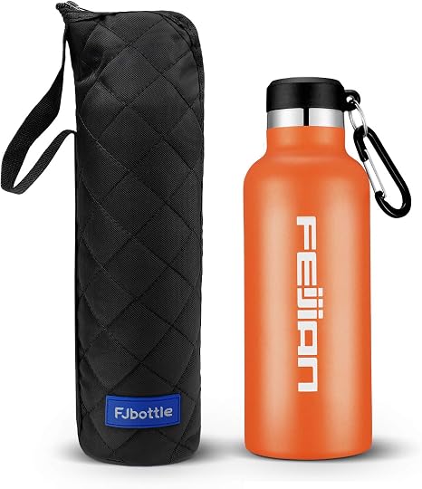 Amazon Feijian 水筒 ステンレスボトル 直飲み 750ml 真空二重構造 保温 保冷 スポーツボトル 漏れなし 魔法瓶 ウォーターボトル アウトドア 登山 おしゃれ オレンジ 水筒 マグボトル オンライン通販