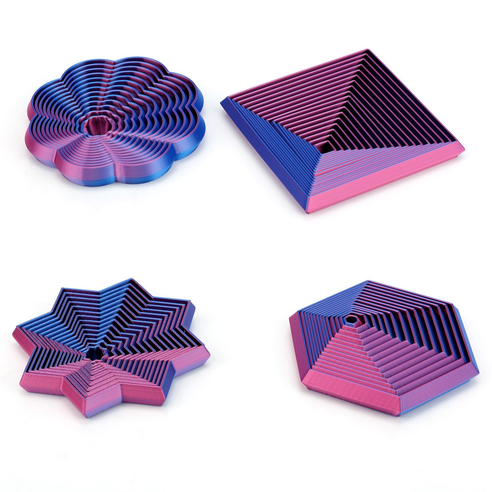 Penitue 4pcs Fractal Hexagon Fidget Toys, Whirling Spiral 3D Printed Sensory Toys Fidget Star for Kids Adults Home Office Calm & Focused Holiday Birthday Gifts