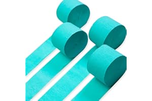 PartyWoo Teal Crepe Paper Streamers 4pcs 328ft Pack of Turquoise Crepe Paper Streamers for Birthday Gender Reveal Baby Shower