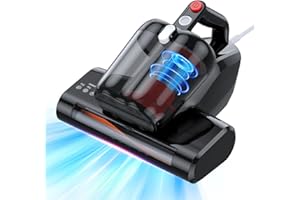 JPHYLL Bed Vacuum Mattress Vacuum Cleaner with 16Kpa Suction 253.7nm UV-C Light & 40000 RPM/Min Brushroll Rotation & HEPA Filter & Heating Tech, Includes A Spare Filter,600W, (Ultra-UVC-K16, Corded)