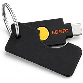 Protective Flip Case Compatible with YubiKey 5C NFC - Keychain Holder - Durable Cover with Secure Keyring (Black)