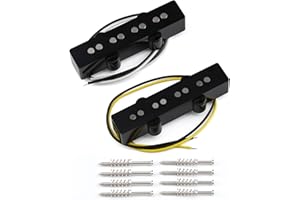 FLEOR Alnico 5 J Bass Pickups Neck & Bridge Pickup Set for 4 Strings J Bass Guitar Pickup Part