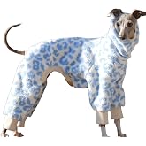 Warm Fleece Dog Jumpsuit for Italian Greyhound Turtleneck Long Sleeve Dog Pajamas Clothes Whippet Sweater for Dogs Cold Weather Outfit(Blue,M)