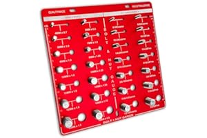 XINGTS 28 Nut and Bolt Thread Checker,Thread Checker,14 Standard and 14 Metric Thread Size Gauge,Bolt Identifier Board,Identibolt Bolt and Nut Identifier Gauge,Thread Gauge Sizing Tool Nut and Bolt Chart