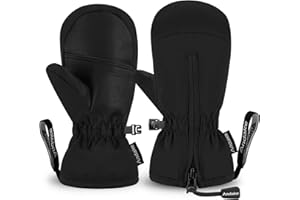 Andake Winter Warm Waterproof Kids Ski Mittens Gloves for Todder Baby Girls and Boys (Black-XXXS,2-4Y)