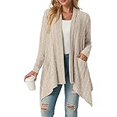 GRECERELLE Women's Long Sleeve Lightweight Draped Open Front Casual Cardigan Sweater with Pockets (S-2XL)
