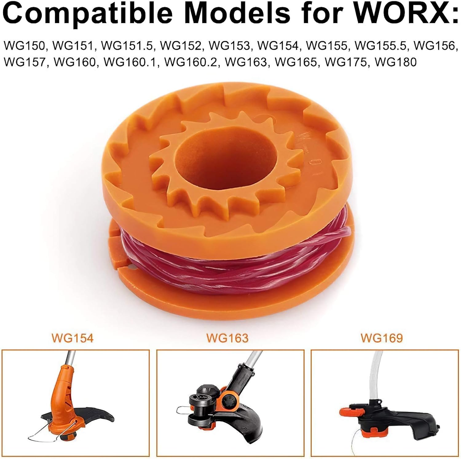 Eventronic Replacement 10ft Grass Trimmer Line Spool, Compatible with Worx String Trimmers (16-Line spools+1 Cap) : Garden & Outdoor