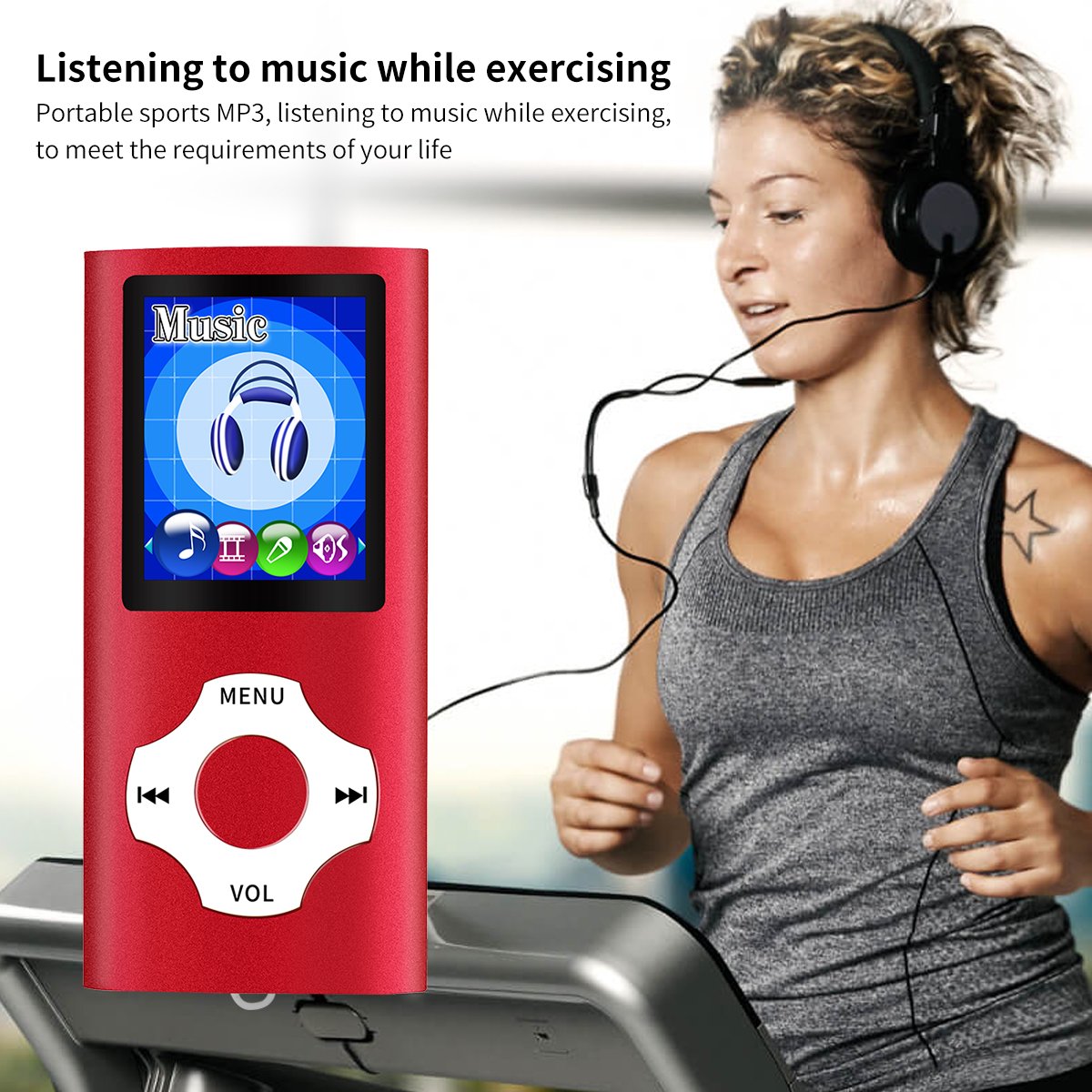 Mymahdi MP3/MP4 Portable Player,1.8 Inch LCD Screen and Micro SDHC Card Slot,Max Support 64GB Micro SD TF Card,Red