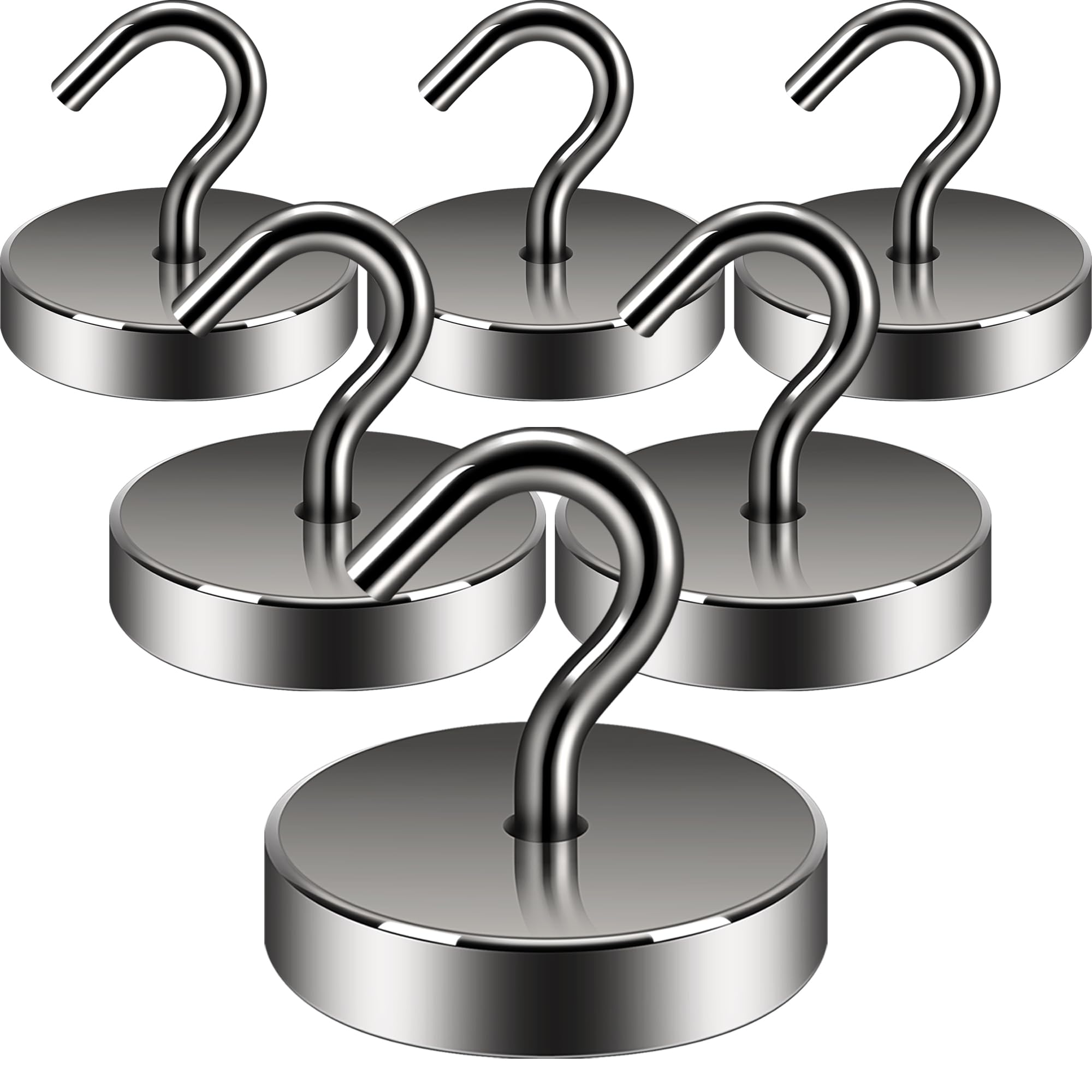 Neosmuk Magnetic Hooks, Cruise Ship Essentials, 100lb+ Heavy Duty Magnetic Hooks for Cruise Cabins, Refrigerator, Grill, Hanging, and Travel | Extra Strong Must-Haves Magnet Hook,Gunmetal,Pack of 6