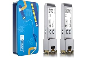 H!FIBER.COM 1G SFP to RJ45 Module, 1000Base-T Gigabit Ethernet Copper SFP Transceiver, 1.25Gb for Cisco GLC-T/SFP-GE-T, Meraki MA-SFP-1GB-TX, Mikrotik, Ubiquiti UniFi UF-RJ45-1G, Intel, Netgear, 100m, 2 Pack