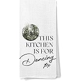 MVLJG This Kitchen is for Dancing Towels, Trendy Disco Ball Dish Tea Towels for Kitchen Decor, Funny Retro Y2K Disco Ball Decorative Hand Towel, 16x24 Inches